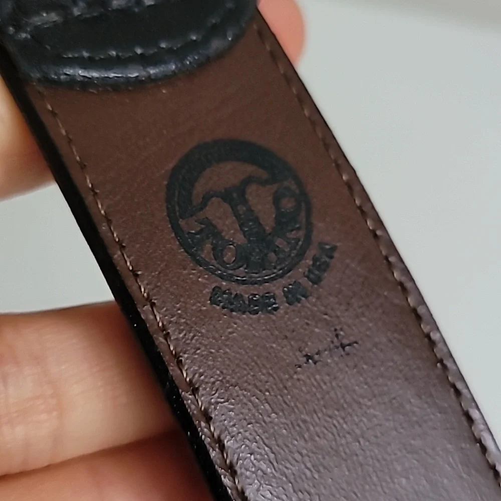 Torino Black European Tanned Cowhide Mens Belt with Brass Buckle Sz 42
